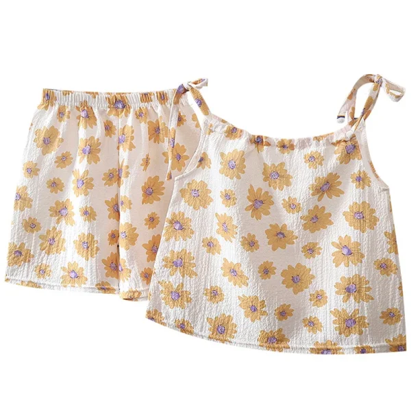 New Style Girls Summer Suspender Suit Breathable Floral Children's Clothing with Korean Style Pants and Baby Vest - Image 5