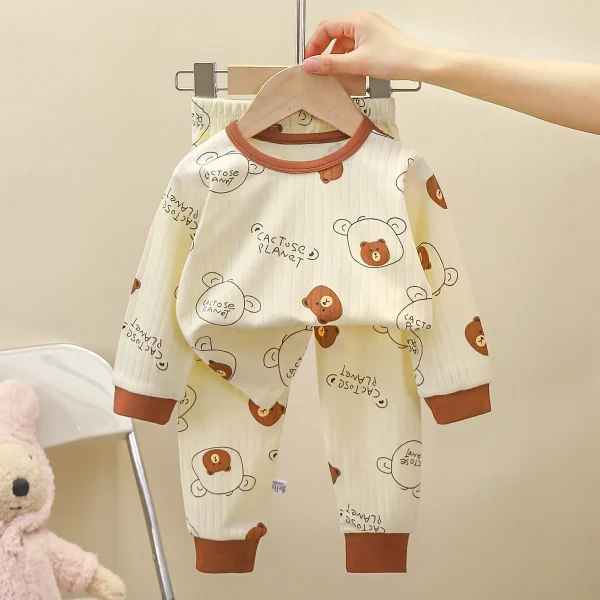 Children's Autumn and Winter New Baby Pajamas Boys and Girls Warm Underwear Thick Set