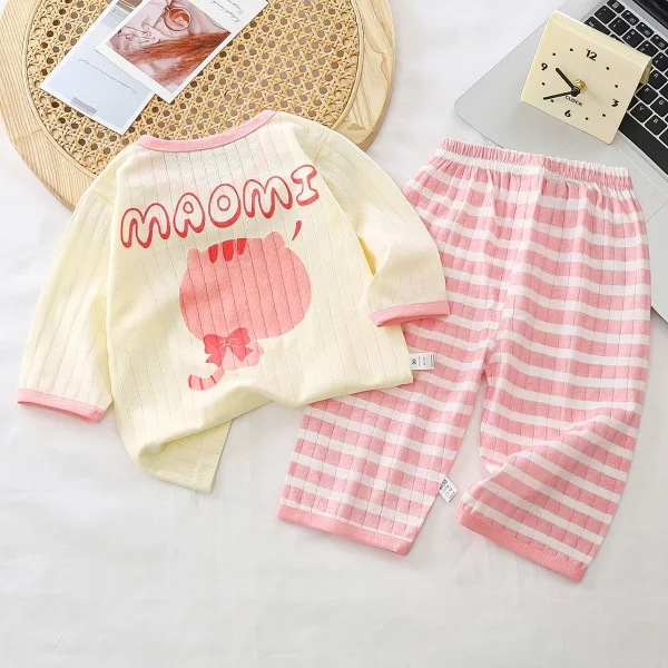 2025 Summer New Pure Cotton Children's Homewear Set Boys' Pajamas Girls' Air Conditioning Clothes Casual Baby's Kids' Summer - Image 5