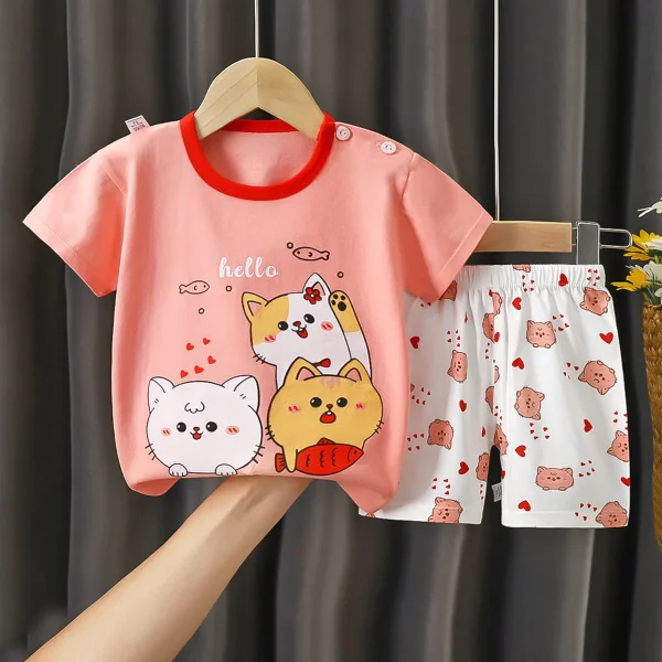 Baby Boy Girl Clothes Set Summer 0-6Y Baby Soft Cotton Short Sleeve Tops + Pants Baby Sets Pajamas Kids Clothes - Image 5