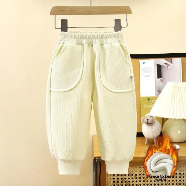 Children's Winter Pants New Style Boys' Velvet Thickened Warm Sweatpants Girls' Trousers Baby Clothing - Image 3