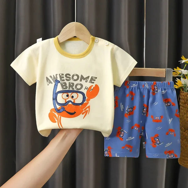 Summer Children's Clothing Set Pure Cotton T-shirt Thin Children's Clothes 1-6 Years Baby Clothing Set - Image 2