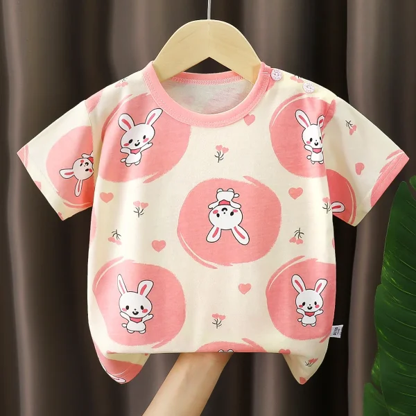 100% Cotton Knitted T-Shirt for Baby Boys Casual Short Sleeve Kid Clothes with Animal Pattern From China - Image 5