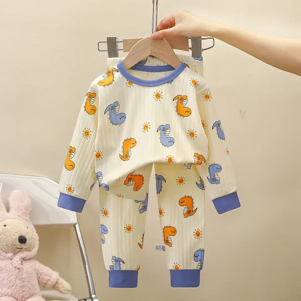 Children's Autumn and Winter New Baby Pajamas Boys and Girls Warm Underwear Thick Set - Image 3