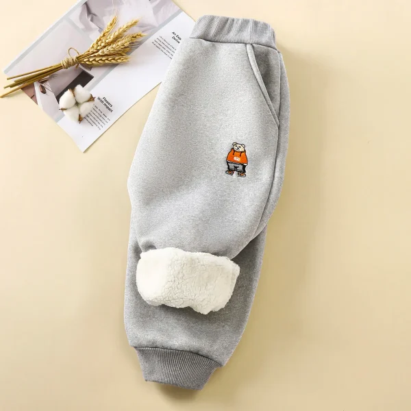 Children's Winter Velvet Pants Thickened New Boys' Sweatpants Warm Baby Outer Wear Kidsren Clothing - Image 3