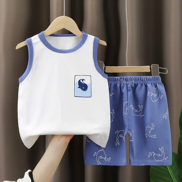 2 Pcs Baby Boys Summer Clothing Cute Cartoon Printing Sleeveless tank Tops Shorts Infant Boy Clothing Sets - Image 5