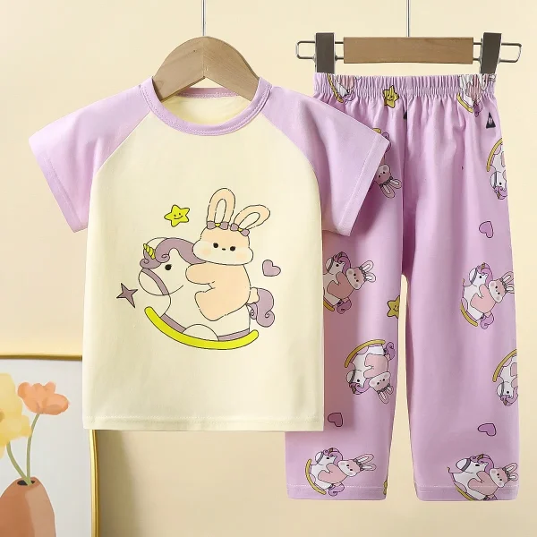 Children's Pure Cotton Short-Sleeved Summer Suit Casual Home Clothes for Baby Boys and Girls Pajamas Clothing Sets - Image 5