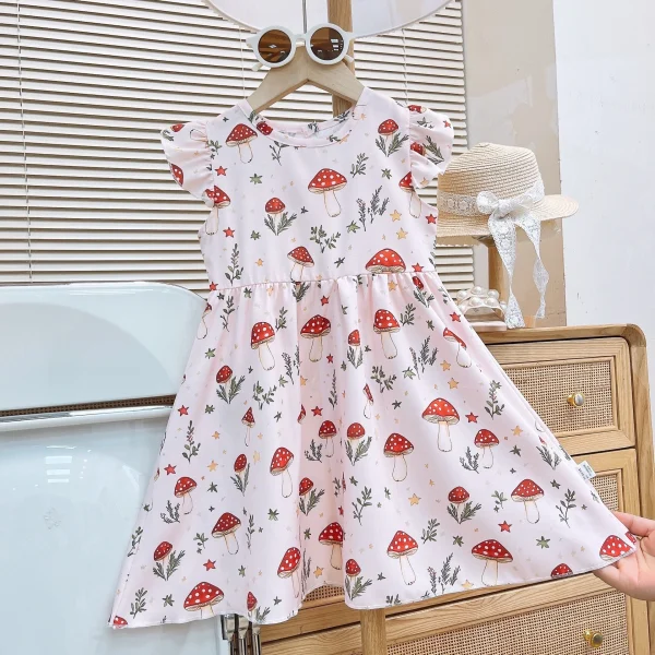 Girls' Dress Summer New Baby Flying Sleeve Princess Dress Floral Skirt in Children's Dress - Image 3