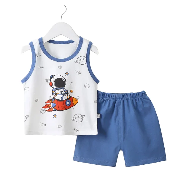 Baby Boys Summer Clothing Cute Cartoon Printing Sleeveless tank Tops Shorts Infant Boy Clothing Sets