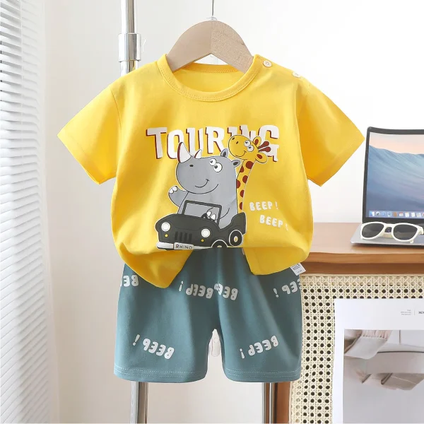 Baby T-shirt Boys' Homewear Clothes Girls' Pajamas Summer Children's Wear - Image 2