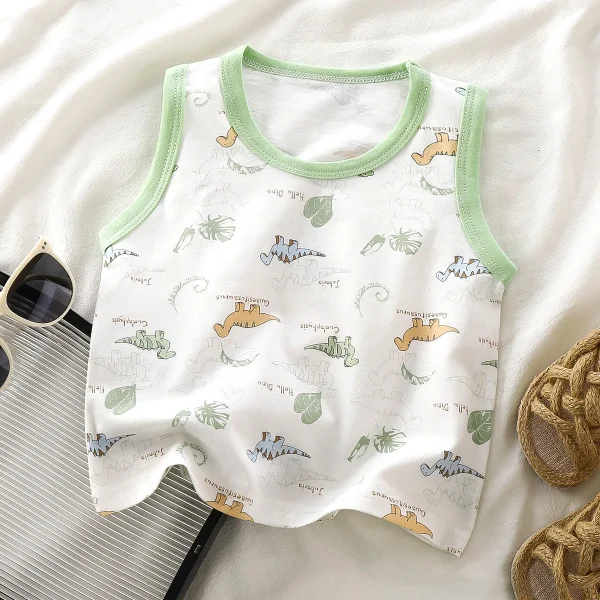 2025 Children's Casual Cotton Vest Sleeveless T-Shirt Set Boys Girls Base Layer Cartoon Baby New Summer Clothing - Image 3