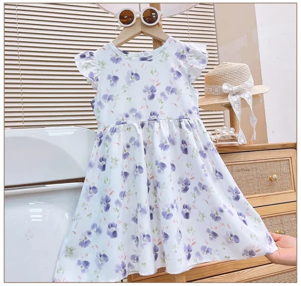 Summer New Girls' Dress Children's Skirt Baby Short Sleeve Casual Children's Wear - Image 3