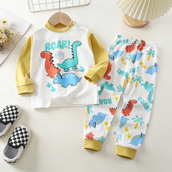Autumn Children Suit Baby Outfit Long Sleeved Printed J 2PCS Boy Clothes Sets Pajamas - Image 4
