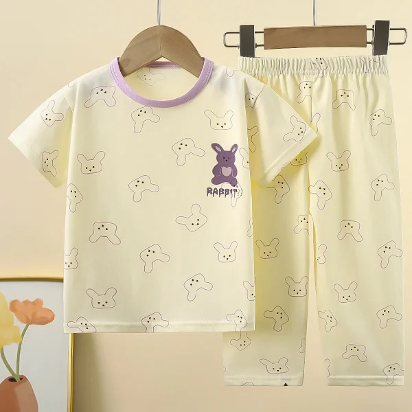 100% Cotton Short Sleeve Summer Baby Boy Outfits Cartoon Printed Baby Girls Pajamas - Image 4