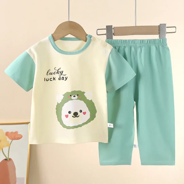 Children's Clothing Children's Short Sleeve Cotton Summer Baby Clothing Girls' T-shirts  Boys' Suits - Image 4