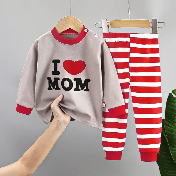 Cotton Long Sleeping for Children Baby Cotton Round Neck Pajamas for Kids Boys Girls for Home Wear 2 Piece Sets - Image 6