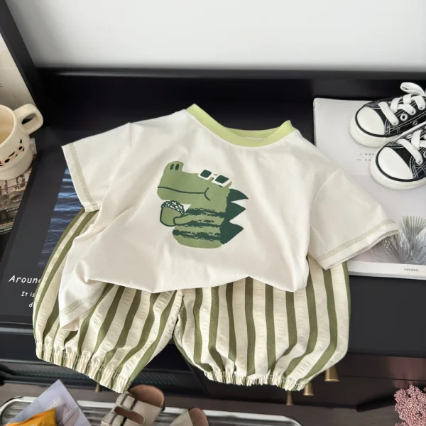 2025 Children's Clothing Set Summer New Boys' Baby Short Sleeve T-shirt Shorts Two Piece Children's Leisure Sports Set - Image 2