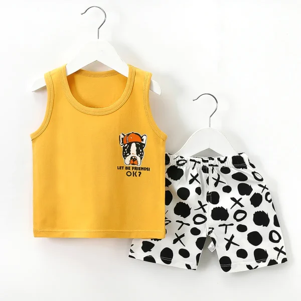 Baby Boys Summer Clothing Cute Cartoon Printing Sleeveless tank Tops Shorts Infant Boy Clothing Sets - Image 5
