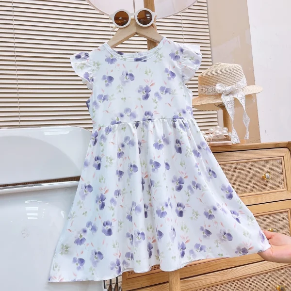 Summer New Girls' Dress Children's Skirt Baby Short Sleeve Casual Children's Wear - Image 6