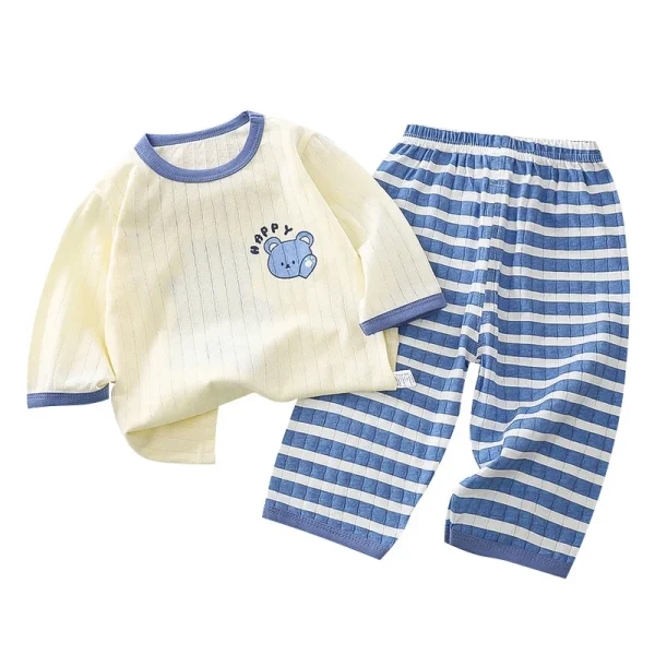 2025 Summer New Pure Cotton Children's Homewear Set Boys' Pajamas Girls' Air Conditioning Clothes Casual Baby's Kids' Summer - Image 2