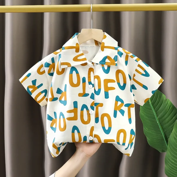 2025 Summer New Children's Casual Cotton Shirt Boys Cardigan with Stylish Short Sleeve Baby's Fashionable Wear - Image 4