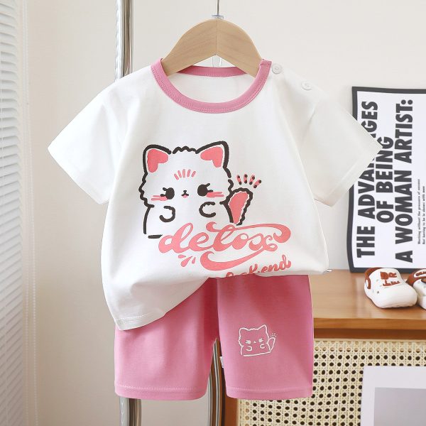 Children's Short-sleeved Set Cotton Summer Baby T-shirt Boys' Homewear Clothes - Image 4
