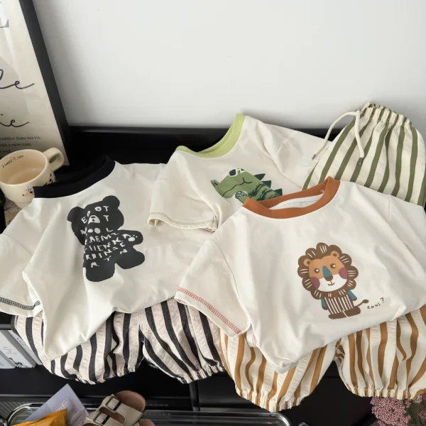 2025 Children's Clothing Set Summer New Boys' Baby Short Sleeve T-shirt Shorts Two Piece Children's Leisure Sports Set - Image 6
