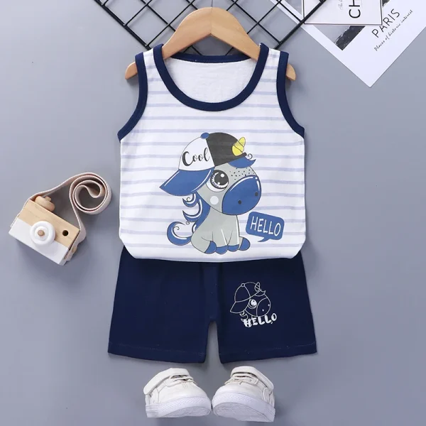 New Style Children's Sleeveless Short-sleeved Shorts Casual Suit Children's Vest 100% Cotton Summer Clothes for Boys and Girls - Image 4