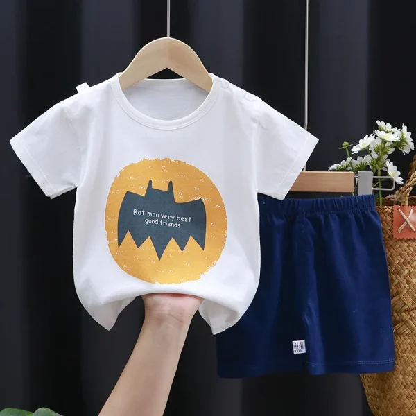 Children's Clothes New Summer Boys and Girls Breathable Cotton T-shirt Set Baby 4 Years Old Short Sleeve Two-piece Set - Image 2