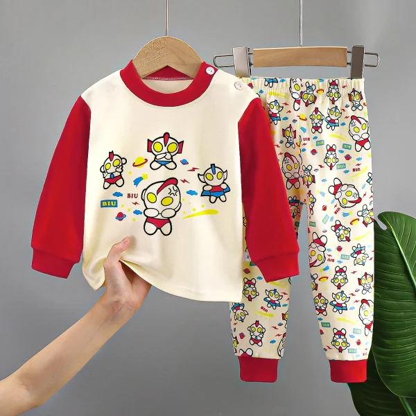 0-6Year Kids Pajamas Baby Boys Clothing Print Long Sleeved Cotton Kids Children Sleepwear Cotton Kids Pajamas - Image 2