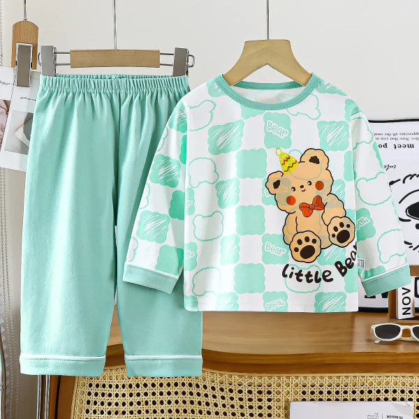Autumn New Korean Style Long Sleeve Printed Cotton T-Shirt for Girls O-Neck Base Children's Wear Sets - Image 2