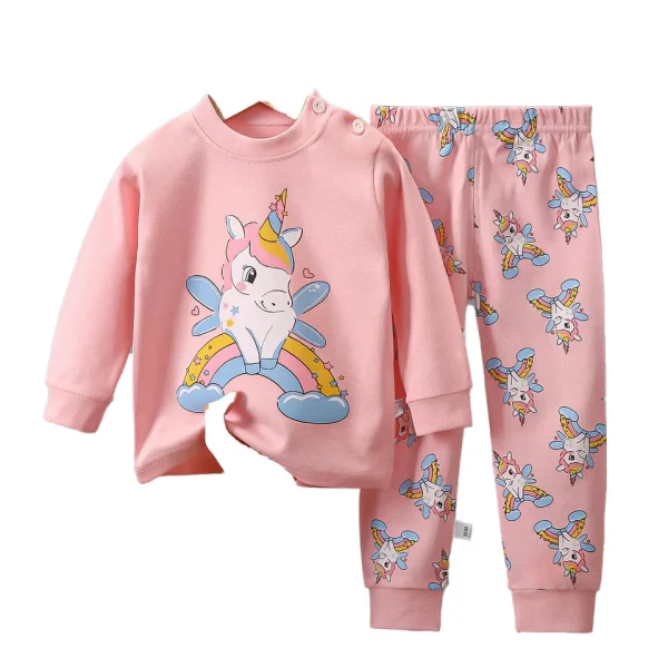 Long Sleeves Kids Pajamas Suit Cotton Clothes Sets 2 Pieces Set Tops Long Pants Boys Girls Clothing Sleepwear