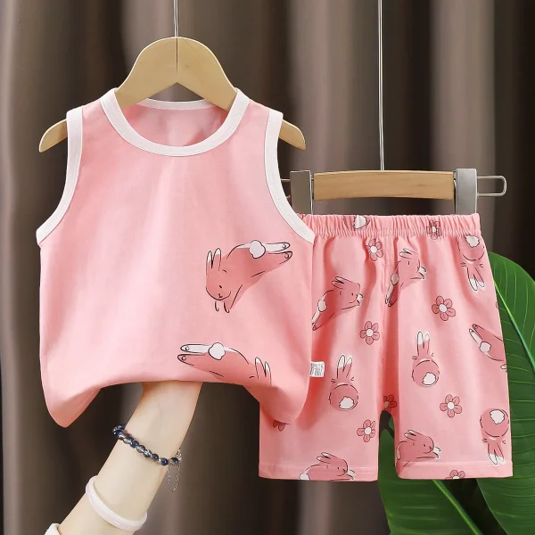 2 Pcs Baby Boys Summer Clothing Cute Cartoon Printing Sleeveless tank Tops Shorts Infant Boy Clothing Sets - Image 6