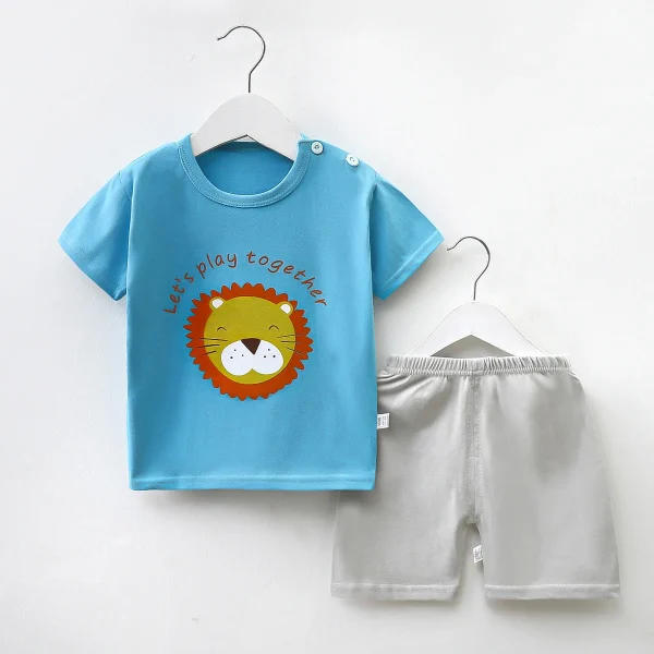New Summer 0-6 Year Old Children's Suit Half-sleeved Children's T-shirt Sports Home Clothes Direct Sales - Image 3