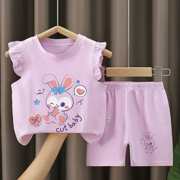 Kids Summer Floral Clothing Sets 0-6y Baby Girls Fashionable Collar T-Shirt  Shorts Short Children's Clothing - Image 6