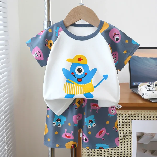 Summer Children's Clothing Sets Cartoon Print Baby Boy Clothing Sets 2pcs Children's T-shirt Kids Clothes - Image 6