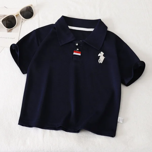 2025 Summer Boys Polo Shirt New Style Embroidered Jersey Casual Short-Sleeved T-Shirt for Kids Baby Lapel - Image 2
