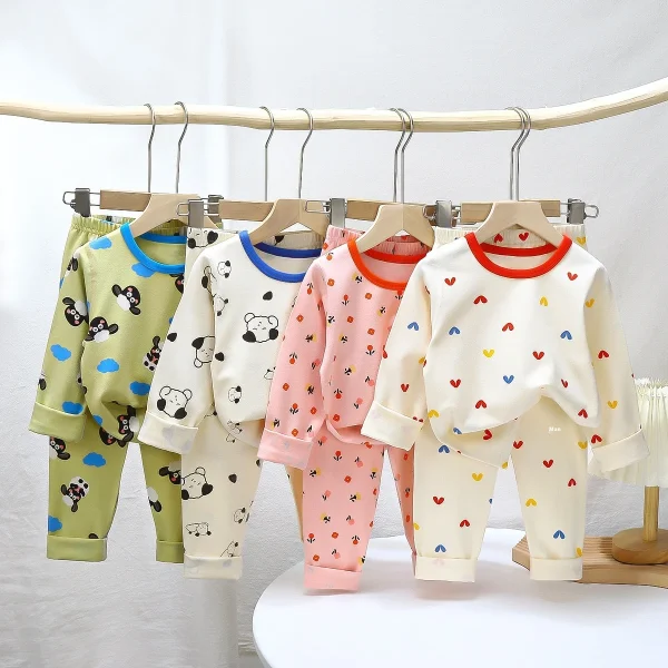 Autumn New Children's Pajamas Set Soft Leica Cotton Baby Underwear Boys & Girls Home Clothes Cartoon Pattern Clothing