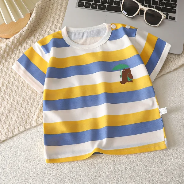 Children's Short-sleeved T-shirts Pure Cotton 0-7 Years Bottoming Shirts for Boys and Girls Summer Clothes - Image 6