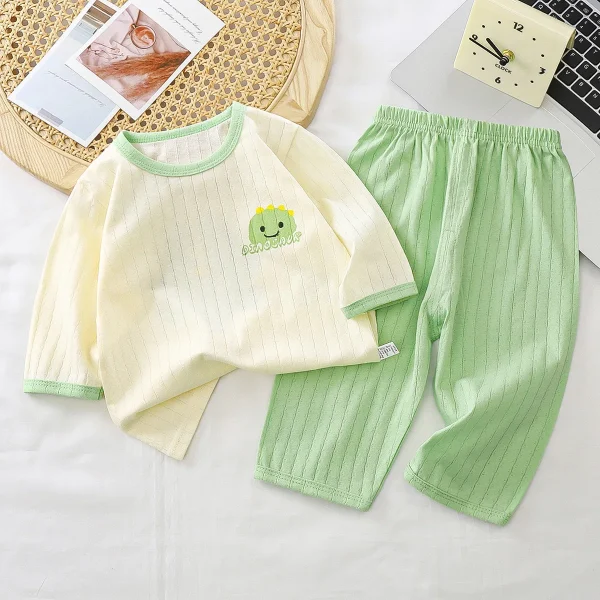 2025 Summer New Pure Cotton Children's Homewear Set Boys' Pajamas Girls' Air Conditioning Clothes Casual Baby's Kids' Summer - Image 6