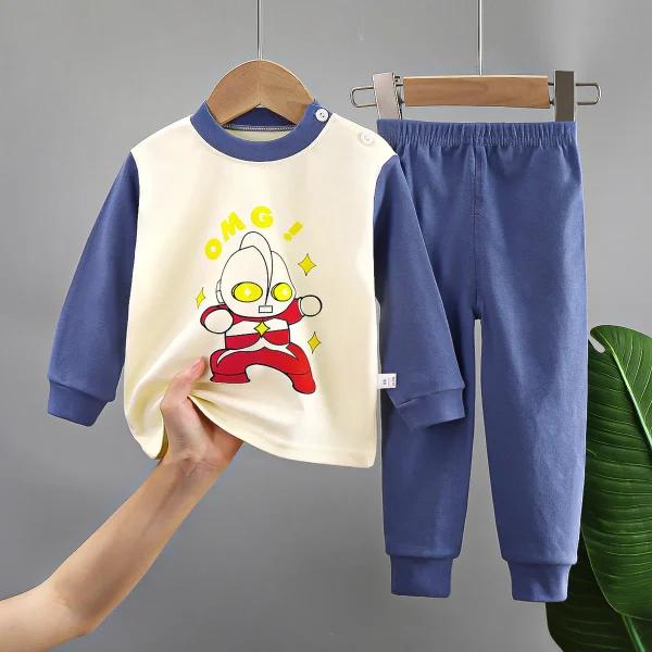 0-6Year Kids Pajamas Baby Boys Clothing Print Long Sleeved Cotton Kids Children Sleepwear Cotton Kids Pajamas - Image 3
