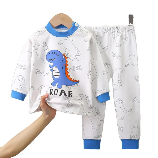 2024 Autumn Collection Wear for Boys Cotton Trousers Set Long Sleeve Printed Pattern for Children