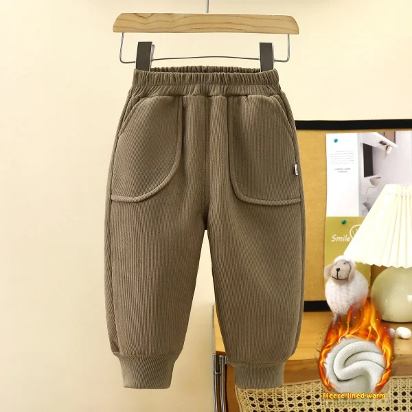 Winter Children's Clothing Boys' Girls' Fleece Lined Thickened Sweatpants Long Pants Straight Style Warm Baby Pants