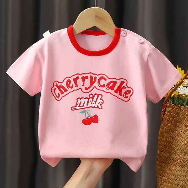 Children's Korean Style Summer Top New Boys' & Girls' Clothing Pure Cotton O-Neck T-Shirt with Short Sleeves Baby Tops - Image 6