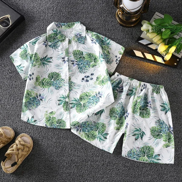 Boy Clothes Set Summer Kids Boys 2 Pieces Shirt+Shorts Printed Casual Sets - Image 6