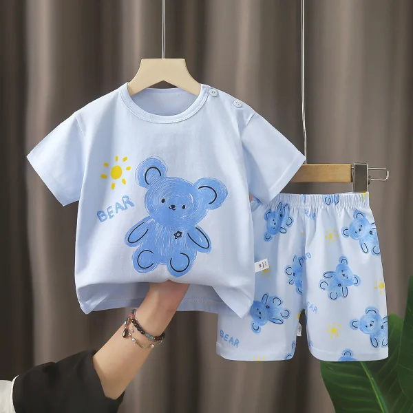 Cartoon Kids 2 Piece Sets T-shirts Shorts Cotton Toddler Clothing Sets - Image 2