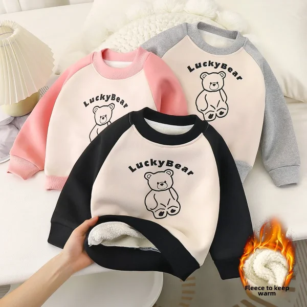 2024 New Boys and Girls Winter Sweatshirt Kidsren's Clothing with Velvet Thickeneded Cotton Fleece Material Warm Baby Clothes - Image 6