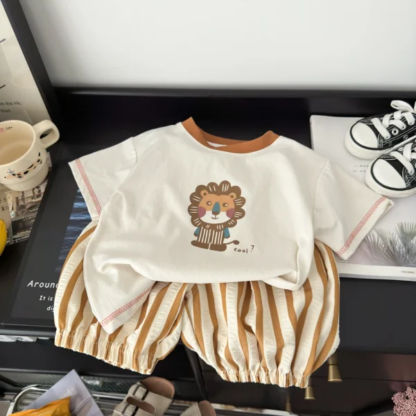 2025 Children's Clothing Set Summer New Boys' Baby Short Sleeve T-shirt Shorts Two Piece Children's Leisure Sports Set - Image 4