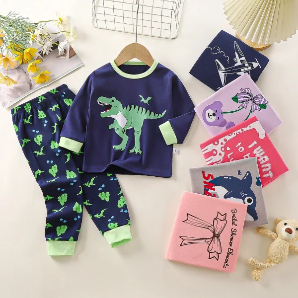2025 Hot Sale Kids Clothing Sets 100% Cotton Pajamas Breathable Cartoon Sleepwear for Boys