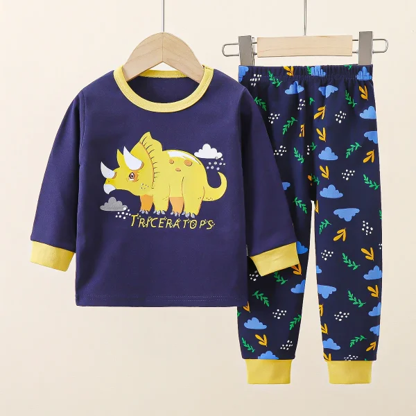 High Quality 2-Piece Cotton Pajamas for Boys Girls Casual Home Clothing for Kids Spring Autumn Printed Pattern for Toddlers - Image 4